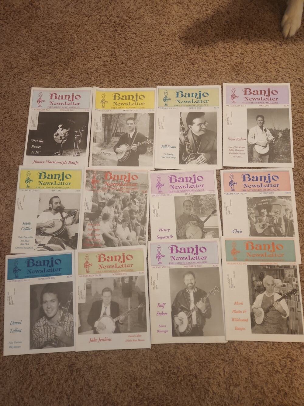 The Banjo Newsletter Magazines Vintage Banjo Publication 2002 / 12 issues